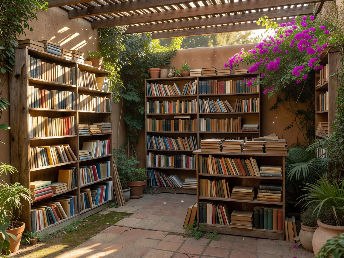 Outdoor bookshelves lining the open courtyard at Bart's Books in Ojai