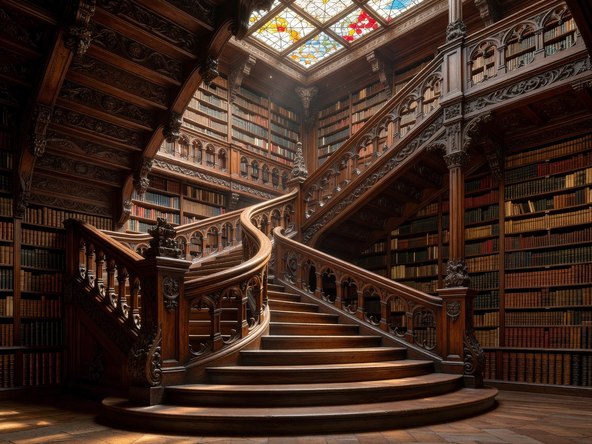 Intricate wooden staircase inside Livraria Lello in Porto