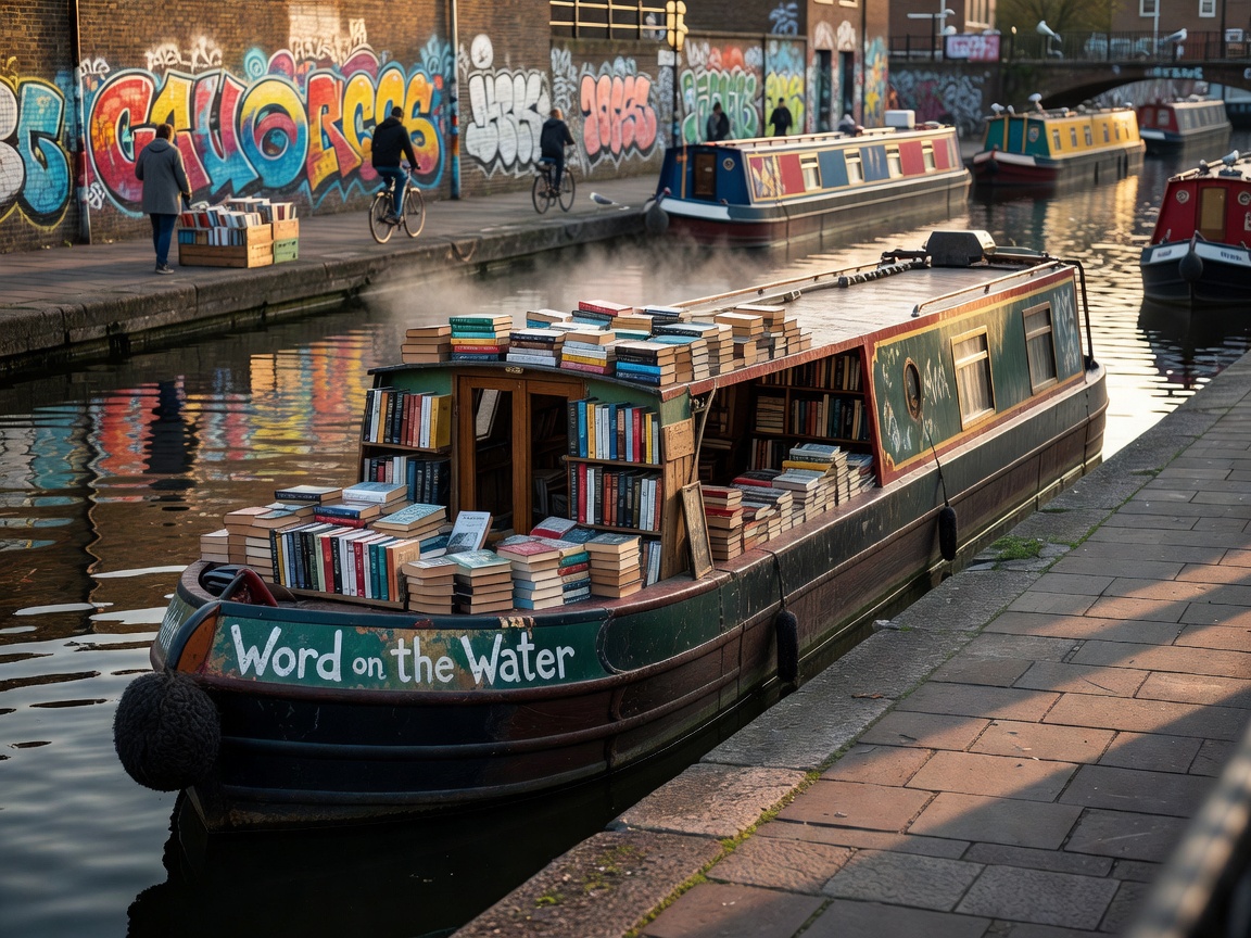 Word on the Water floating bookstore on Regent's Canal in London
